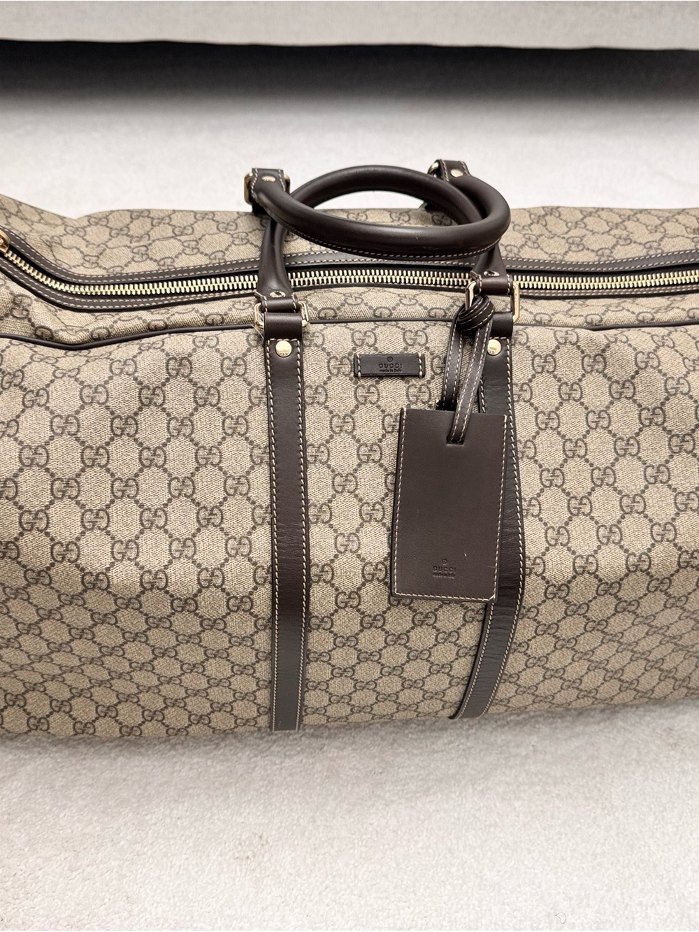 Gucci Beige/Brown Monogram Rolling Travel Duffel - Picture 16 of 16